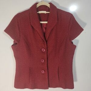 Coldwater Creek Women's Wine Short Sleeve Blazer, Size 14